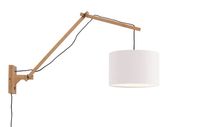 GOOD&MOJO Wandlamp 'Andes' Large, Bamboe en Eco linnen, kleur Wit/Naturel
