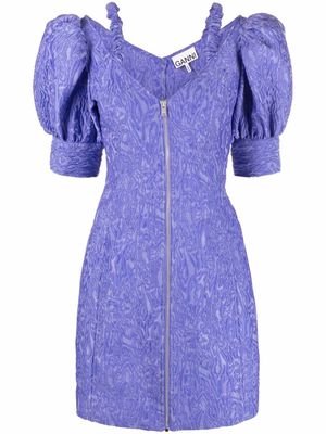 GANNI robe courte à col v - 731 BLUE IRIS