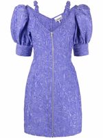 GANNI robe courte à col v - 731 BLUE IRIS