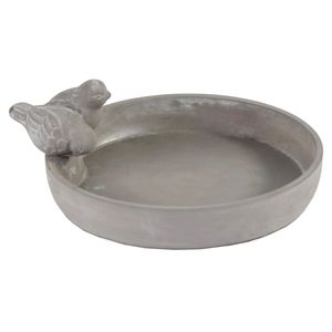 Vogelbad/voederschaal - grijs - cement - D33 x H5 cm - drinkschaal voor tuinvogel