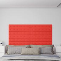 Wandpanelen 12 st 1,62 m 90x15 cm kunstleer rood
