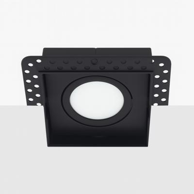 Bella Ondiepe LED inbouw 40mm trimless spot kantelbaar 5Watt vierkant ZWART IP65 dimbaar - interne driver