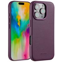 Accezz MagSafe Leather Backcover voor iPhone 16 Pro Telefoonhoesje Paars