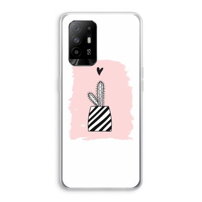 Zwart-wit cactus: Oppo A94 5G Transparant Hoesje