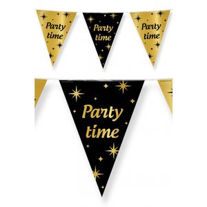 3x stuks leeftijd verjaardag feest vlaggetjes Party Time thema geworden zwart/goud 10 meter - Vlaggenlijnen