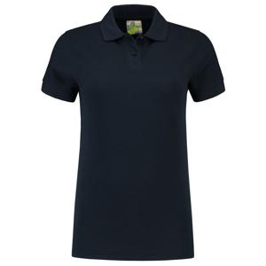 Dames basic poloshirt - donkerblauw - korte mouw - getailleerd - katoen