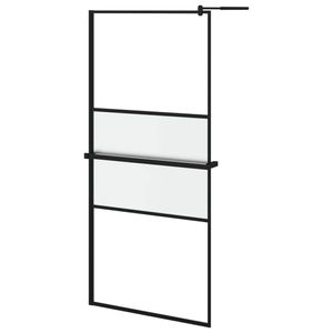 vidaXL Inloopdouchewand met schap 100x195 cm ESG-glas aluminium zwart