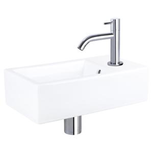 Differnz Force fonteinset keramiek - kraan gebogen - 40 x 22 x 11.5 cm - chroom