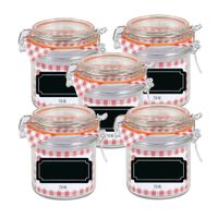 Weckpot/inmaakpot - 10x - 250 ml - glas - met beugelsluiting - incl. etiketten - thumbnail