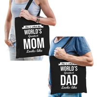 Worlds greatest Mom en Dad tasje - Vaderdag en moederdag cadeau   -