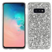 Glitter poeder schokbestendig TPU beschermende case voor Galaxy S10 (zilver)