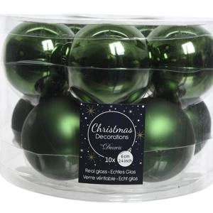 Decoris Kerstballen set - 10x stuks - donkergroen - glas - 6 cm