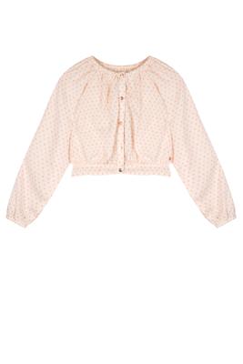 NoNo Zomer blouse meisjes Ivoor wit - AOP hartjes - cropped - Tomas