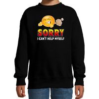 Funny emoticon sweater Sorry i cant help myself zwart kids