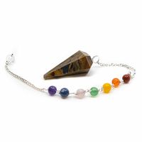 Pendel Edelsteen Tijgeroog Facet met Chakra Kralenketting - thumbnail