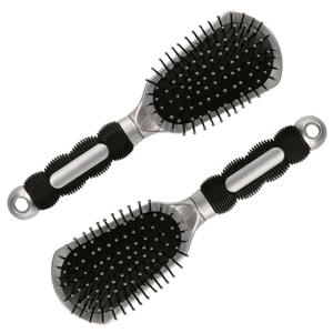 Haarborstel Hairmaster - 2x - zilver met zwart handvat - 23 x 7 cm - kunststof - heren/dames/kindere