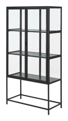Bendt Vitrinekast 'Holger' Essen en glas, 150 x 77cm, kleur Zwart