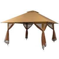 4 x 4 m Paviljoen Tuinpaviljoen met Zijwanden van Gaas UV-Bescherming 50+ Pop-Up Vouwpaviljoen Incl. Draagtas met Wieltjes (Kaki)