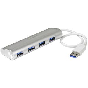 StarTech.com 4 Poorts draagbare compacte USB 3.0 hub met geintegreerde kabel aluminium