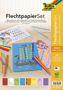 Vlechtstrokenpapier Folia A4 8 kleuren assorti