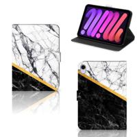 iPad Mini 6 (2021) Leuk Tablet hoesje Marmer Wit Zwart - Origineel Cadeau Man