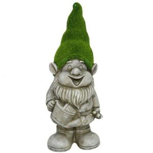 Tuinkabouter beeldje - Dwarf Dweazel - Polystone - grasgroene muts - 52 cm