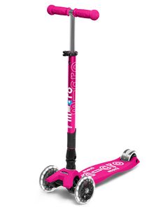 Micro Mobility Maxi Micro Deluxe Foldable LED Kinderen Step met drie wielen Roze