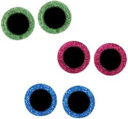 Opry Glitter dierenogen tweekleurig 8-18mm groen / roze / blauw. 60st