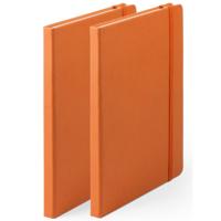 Notitieboekje - 2x - met elastiek - A5 - oranje - 100 paginas - opschrijfboekjes - lue schriften