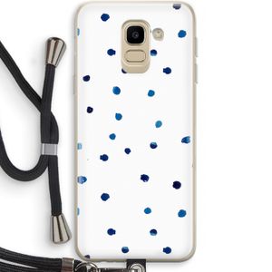 Blauwe stippen: Samsung Galaxy J6 (2018) Transparant Hoesje met koord