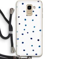 Blauwe stippen: Samsung Galaxy J6 (2018) Transparant Hoesje met koord Blauwe stippen: Samsung Galaxy J6 (2018) Transparant Hoesje met koord