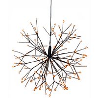 Verlichte figuren hangdecoratie lichtbol/decoratie bol zwart met warm wit licht 30 cm - kerstverlichting figuur