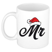 Mr kerstmuts cadeau mok / beker wit voor heren 300 ml - thumbnail