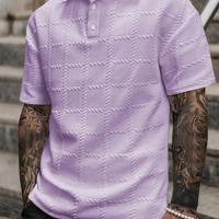 Bon&Bon Homme Heren Poloshirt - Grijs Casual Shirt met Textuur Mauve paars / S