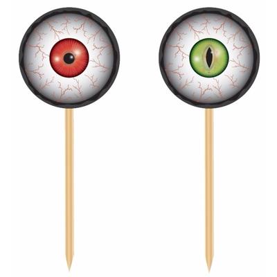Horror halloween thema cocktailprikkers - met oogbollen - 40x stuks - Tafel decoratie / versiering