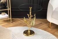 Ronde bijzettafel WILDLIFE PEACOCK 60cm goud Metalen Peacock sculptuur met glazen blad - 44829