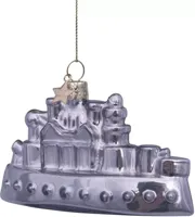 Vondels glazen kerstbal Monopoly boot 10.5cm zilver