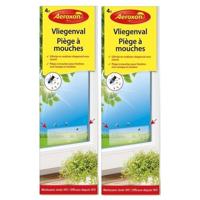 Aeroxon raam plakstrips - 8x - 21 cm - vliegenvanger - vliegenstrips - milieuvriendelijk