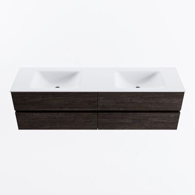 MONDIAZ VICA 170cm badmeubel onderkast Dark Brown 4 lades. Wastafel CLOUD dubbel 2 kraangaten, kleur Talc.