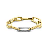 18k Bicolor Paperclip Armband met Diamant 0.76ct - 12 mm, 21 cm