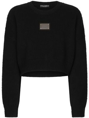 Dolce & Gabbana pull crop à plaque logo - Noir