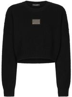 Dolce & Gabbana pull crop à plaque logo - Noir - thumbnail