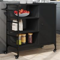 Keukentrolley 87,5x38,5x84,5 cm bewerkt hout zwart