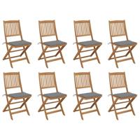 Tuinstoelen 8 st inklapbaar met kussens massief acaciahout