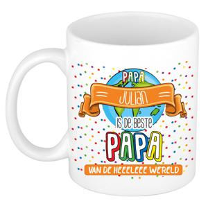 Naam mok papa Julian - wit - de beste - keramiek - 300 ml - Vaderdag/verjaardag