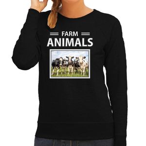 Kudde koeien sweater / trui met dieren foto farm animals zwart voor dames