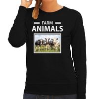 Kudde koeien sweater / trui met dieren foto farm animals zwart voor dames - thumbnail