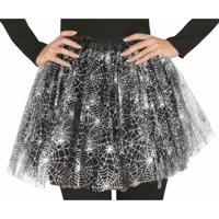 Halloween heks verkleed rokje - spinnenwebben - tule - zwart/zilver - Carnaval verkleed accessoires Halloween heks verkleed rokje - spinnenwebben - tule - zwart/zilver - Carnaval verkleed accessoires