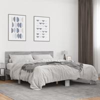 Bedframe bewerkt hout metaal grijs sonoma eiken 160x200 cm