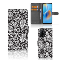 OPPO A74 4G Hoesje Black Flowers